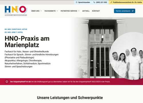 Screenshot der Website hno-marienplatz.de
