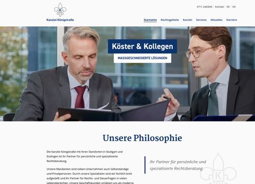 Screenshot der Website kanzlei-koenigstrasse.de