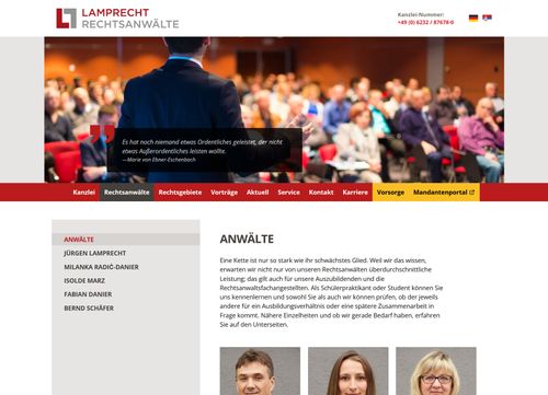 screenshot of the website lamprecht-rechtsanwaelte.de